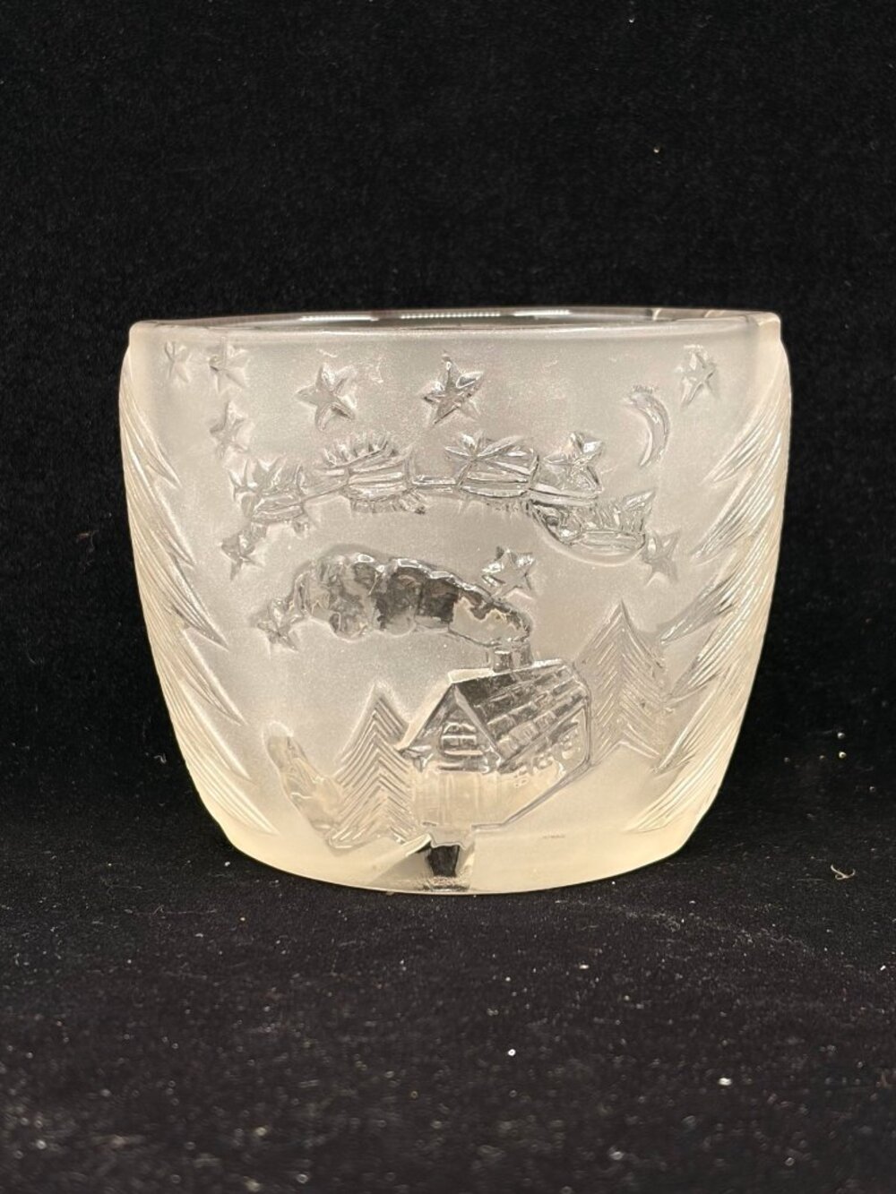 Vintage Celebrations Night Before Christmas Frosted Votive Glass Candle Holder